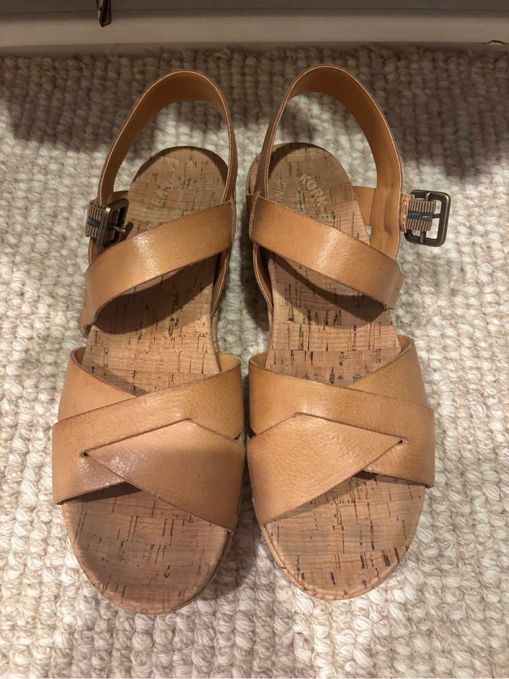 Women’s Tan Leather Cork Wedge Sandals